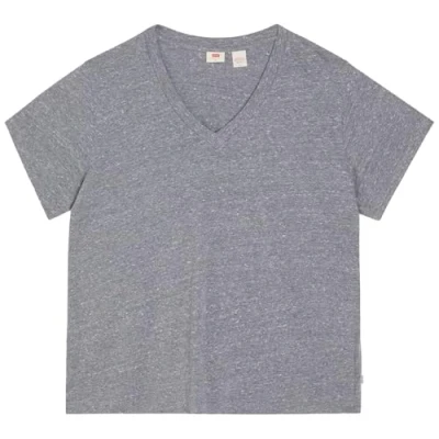 Image de Levi&#039;s Plus Size Boxy V Neck Tee T Shirt, Triblend Header Gray, XXLgrande Taille Femme