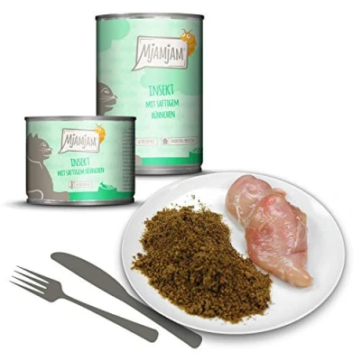 Image de MjAMjAM nourriture humide premium pour chats Quetschie insecte au poulet juteux, pack de 6 (6 x 200 g), sans céréales avec protéines d&#039;insectes