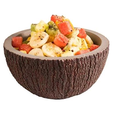Image de APS bol Coconut, en noix de coco, Ø 18 cm, H : 9,5 refroidisseur bouteilles, à céréales, salade, soupe, béton avec dessous protégeant les meubles, brun, gris, 1 litre
