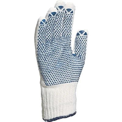 Image de Delta Plus Gants Textile Gant tricotado en polyester et coton blanc + PVC bleu taille 7