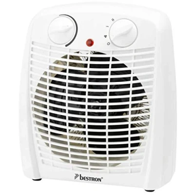 Image de Bestron Radiateur soufflant salle de bain avec 2 niveaux puissance, y compris sécurité anti renversement &amp; protection contre la surchauffe, pour des pièces jusqu&#039;à 20m², Blanc