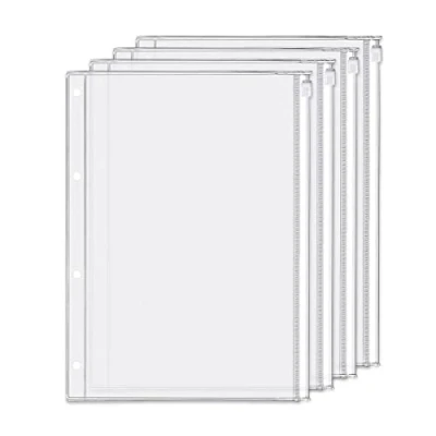 Image de Accessoire pour classeur à anneaux en D Pochettes perforées Séparateur Règle Onglet Index (Poche zippée, A4)