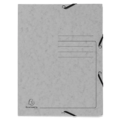 Image de Exacompta Réf. 55423E Carton de 25 chemises à élastiques imprimées pochettes 3 rabats en carte lustrée 355 g/m2 dimensions 24 x 32 cm pour documents au format A4 couleur gris