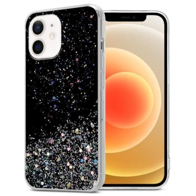 Image de Coque pour Apple iPhone 12 MINI en Noir avec paillettes Housse de protection Étui silicone TPU flexible scintillantes Neuf