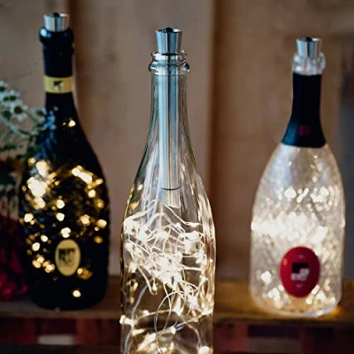 Image de Hellum LED Guirlande lumineuse de bouteilles avec minuterie, 40 lumières Bouchon pour bouteilles, 2x AA piles Lumière bouteille DIY Décoration table, 4m éclairé 522839