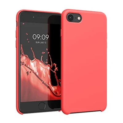 Image de kwmobile Housse Compatible avec Apple iPhone SE (2022) / (2020) 8 7 Coque de téléphone Souple et Fine en TPU Silicone Corail Vif