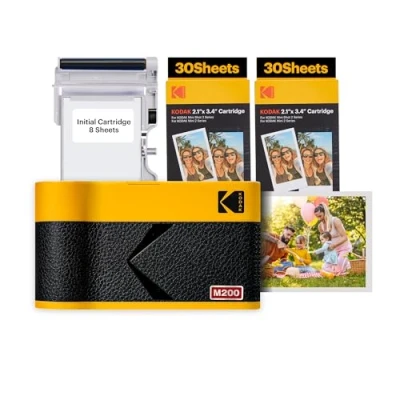 Image de KODAK Mini 2 Era Cadeau Noel 4PASS Imprimante Photo Portable (5,3x8,6cm) (Noir, Lot Accessoire avec 68 Feuilles (8 initiales + Paquet de 60 Feuilles))