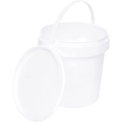 Image de BenBow Seau avec Couvercle 1l Blanc Convient pour Aliments, Stable, étanche à l&#039;air, Anti Fuite, inodore récipient de Conservation en Plastique, poignée Vide, 10x 1 Litre
