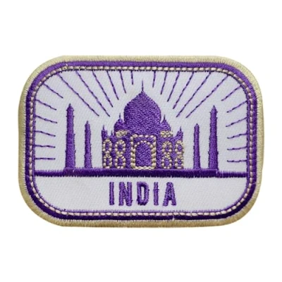 Image de WASPRO Écusson de voyage en Inde, Taj Mahal, Groovy Patch brodé à repasser ou coudre pour vêtements, etc. 8 x 5,5 cm