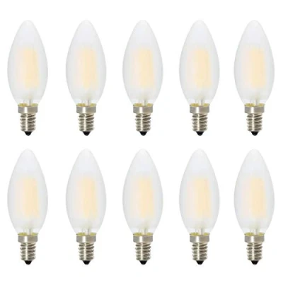 Image de E14 Ampoule Bougie LED,Givré Glass,4 W,Blanc Chaud 2700K,30 W à Incandescence équivalent,300LM,RA 80 +,LED Rétro Filament Bougie,Lot de 10