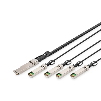Image de DIGITUS Universal 40 Gbit/s QSFP+ vers 4x SFP+ 10 DAC Breakout Cable 5m par canal Câble réseau Direct Attach Copper