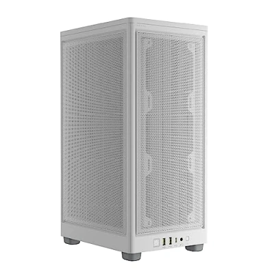 Image de Corsair 2000D AIRFLOW Boîtier PC Mini ITX Format Panneaux en Acier Maillé Trois Emplacements GPU Optimisé Pour le Refroidissement Entrées/Sorties Modernes Façade Blanc