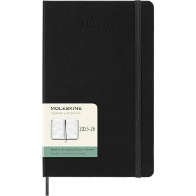 Image de Moleskine Weekly Planner 2025 2026, Agenda Hebdomadaire 18 Mois, Horizontale avec Couverture Rigide et Fermeture Élastique, Format Large 13 x 21 cm, Couleur Noire