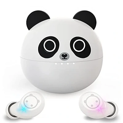 Image de AMAFACE Panda Écouteurs intra auriculaires sans fil, Bluetooth, avec double microphone, léger, 36 heures de lecture, basses profondes, stéréo surround 3D, mini étui chargement portable