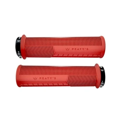 Image de Peaty&#039;s Monarch Grips Rouge/Champignon/épais Confortable, Durable, Barres de Doigts ergonomiques, Coussinet Pouce, équitation Toute la journée, Tous Temps et Terrain, VTT, Enduro, Descente