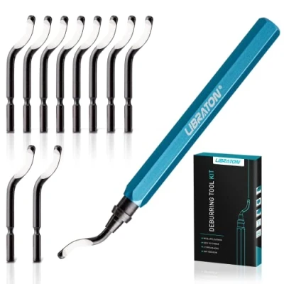 Image de Libraton Outil D&#039;ébavurage, Ebavureur Manuel, Burr Remover avec 11 Lames de Rechange en Acier Rapide, 360 Rotatif Deburr pour Aluminium, l&#039;impression 3D, Cuivre et Métal, Plastique, PVC