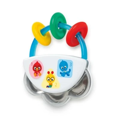 Image de Baby Einstein, Jouet musical et hochet Tiny Tambourine, sans BPA, nomade, Développement de la motricité, Eveil sensoriel, A partir 3 mois