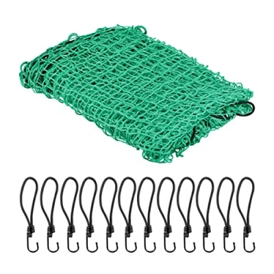 Image de Relaxdays Filet remorque, 3 x 4 m, 12 Crochets, marquage des Coins, Corde en Caoutchouc, sécurité pour Chargement, Vert