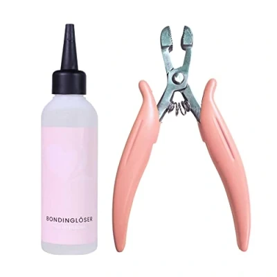 Image de hair2heart Kit de Retrait d&#039;extensions capillaires avec pinces et solvant liaison facile des extensions à la kératine ruban Formule base d&#039;alcool