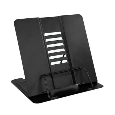 Image de Support de Lecture, livre Stand Pour Cuisine, Réglable Porte en Métal Pliable Enfant Recette, Manuel, Partitions, Tablature, iPad, Peinture, Document (Noir)