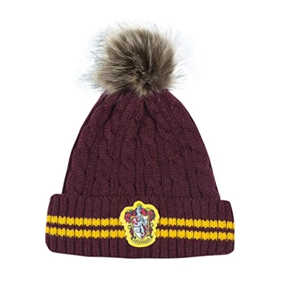 Image de Cinereplicas Harry Potter Pompon Bonnet Licence Officielle Maison Gryffondor Rouge et Jaune Taille Unique