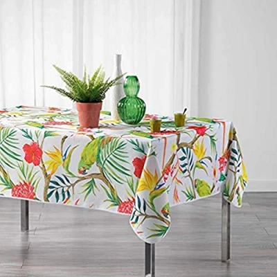 Image de douceur d&#039;intérieur, Nappe Rectangle (150 x 240 cm) Tropicoco Blanc, Polyester Imprimé