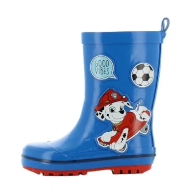 Image de PAT PATROUILLE Bottes de Pluie Enfant d’Age 1 à 6 Ans, Botte en Caoutchouc pour Garçon et Fille 22 EU, Chaussure Bleue Confortable avec Chase Marcus, Idéal les Promenades par Temps Pluvieux