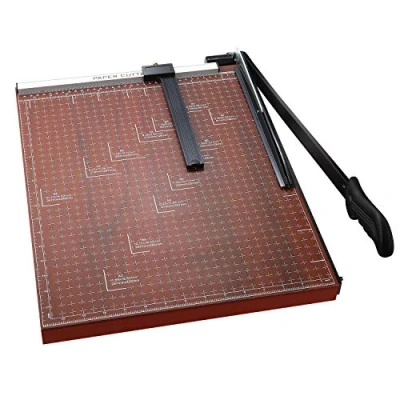 Image de Voluker Guillotine papier A3,Base en métal,Coupeur de papier,Peut couper 10 feuilles même temps papier,48,5 x 38,5 3,3 cm,Rouge