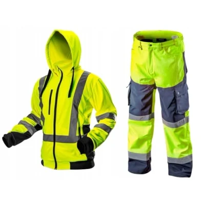 Image de NEO TOOLS Pantalon de travail imperméable pour homme + veste sécurité chaude (orange/jaune) softshell avec doublure en polaire, doublée polaire taille S à XXL