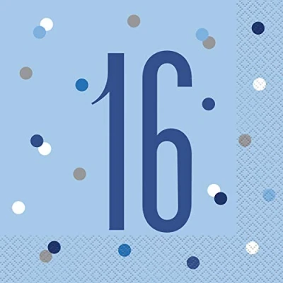 Image de Unique Party Serviettes de Table en Papier, 83554, Bleu/argenté