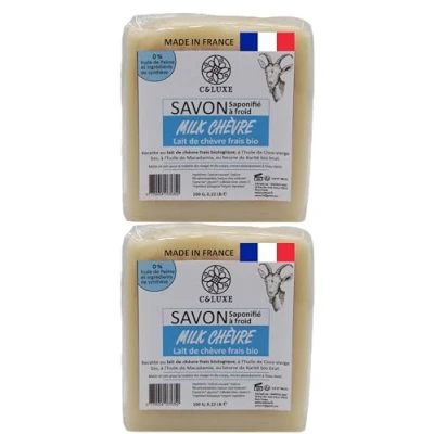 Image de Savon au Lait de Chèvre Frais Bio et Argent Colloïdal Saponification à Froid, Parfait pour Eczéma, Psoriasis, Acné Hydratant Apaisant, Peau Douce Rayonnante. 2 savons 100 gr