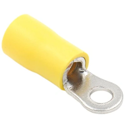 Image de Heschen Ring Terminal Vinyle raccords à sertir isolée Fil électrique connecteur Rv5.53.5 tige Taille # 6 pour 46 mm² (1210 AWG) Jaune Lot de 100