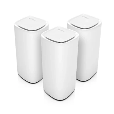 Image de Système WiFi 7 Mesh Linksys Velop Pro Mbe7003 Routeur Cognitive Triple Bande avec Débit Supérieur à 10 Gbit/S Couverture Multiroom Jusqu’à 825 M² et 600 Appareils Lot De 3