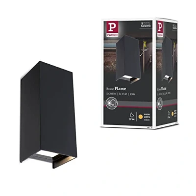 Image de Paulmann 94326 luminaire LED kit de 2 appliques Flame IP65 Blanc chaud carré incl. 2x2,8 watts éclairage Anthracite d&#039;extérieur aluminium lampe jardin 3000 K, 5.6 W, 3 W