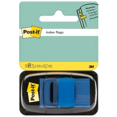 Image de Post it I680 2 Index 1 distributeur de 50 bandes adhésives (25,4 x 43,2 mm) bleu