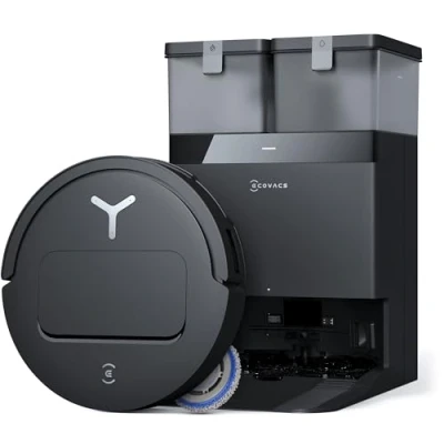 Image de ECOVACS T50 Omni GEN2 Aspirateur Robot avec Station, Puissance 21000Pa, Brosse latérale et serpillière Extensibles, ZeroTangle 2.0, AIVI 3D Lavage à l&#039;eau Chaude 75℃, Ultra Mince 81 mm, Noir