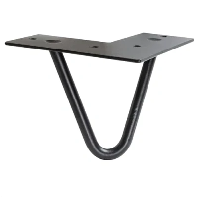 Image de Wagner 12821001 Pied de Meuble Hairpin Leg Style rétro Acier revêtu par pulvérisation Noir, 12 x 10 cm, Jambe Conique/inclinée, Plaque Fixation intégrée