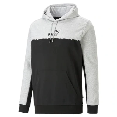 Image de PUMA Homme Ess Block X Tape Sweat À Capuche Sudation, Gris Clair Chiné., XL EU