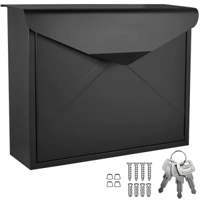 Image de ALSTEN TECH Boîte aux lettres murale design sans porte journaux Noir mat RAL 9017 Convient pour A4/C4