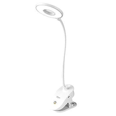 Image de Lampe de Bureau LED sans Fil Rechargeable, Lecture pour Livre avec 18 LEDs, 7500K Lumière blanche 3 Intensité Variable, Pince Lit, Chevet Tactile Enfant, Blanc [A+++]