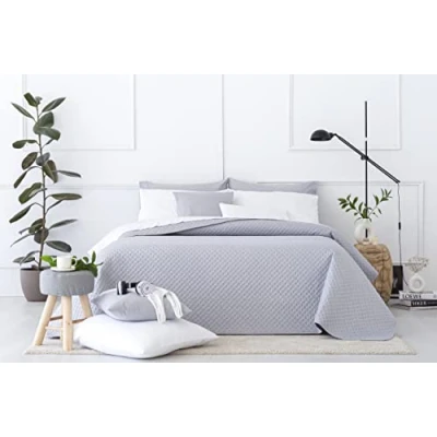 Image de Todocama Couvre lit Fin avec Motif piqué pour Le Printemps, l&#039;été, l&#039;automne et l&#039;hiver. 100% Microfibre Extra Douce. Housse de Couette Multifonction 105 à 200 x 260 cm. Gris Clair