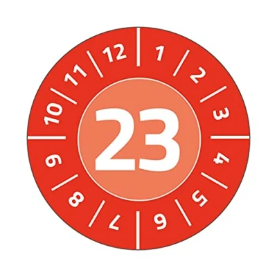 Image de AVERY Zweckform Lot de 80 plaques test avec l&#039;année 2023 (anti contrefaçon, autocollantes, Ø 30 mm, autocollant d&#039;essai, sceau contrôle inscriptible dans un film document) Art. 6946 (Rouge)