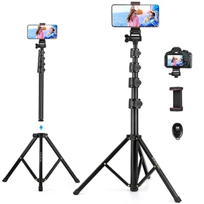Image de Victiv Trépied Smartphone en Aluminium 172cm, Extensible Selfie Stick Trepied avec Télécommande sans Fil et Support pour Téléphone Portable, Compatible iPhone 14 13 12 11 Pro XS Max XR, Caméra