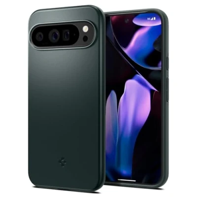 Image de Spigen Thin Fit Coque Compatible avec Google Pixel 9 Pro XL [0,07 Pouces Silhouette] Vert