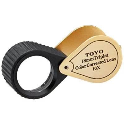 Image de Toyo Loupe de bijoutier professionnelle 10 x 18 mm avec objectif triplet Doré