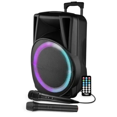 Image de Enceinte Active FestiSound FESTI15 15&quot; 38CM 700W sur Batterie Effet RING LED USB SD Bluetooth TWS 2 Micros