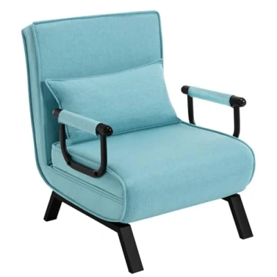 Image de WOLTU Fauteuil Lit 1 Place Convertible, Canapé Convertible 3 en 1, avec Dossier Réglable 5 Positions, Salon, Oreiller Amovible, Siège Rembourré, Accoudoirs, Bleu