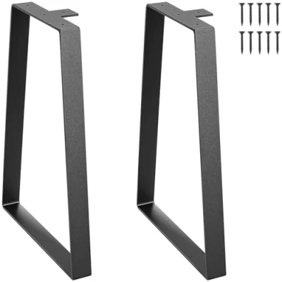 Image de VEVOR Pied de Table Basse 2PCS Pieds Bureau Remplacement Trapézoïdaux 40,6 cm Acier Massif Capacité Charge 181 kg Tables Nuit Noirs Meubles Modernes pour Maison d&#039;Enfants