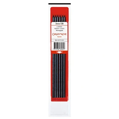 Image de Caran D&#039;ache Technograph 6B Mines graphite pour crayon fixe fabriqué en Suisse (6377.356) 3 mm