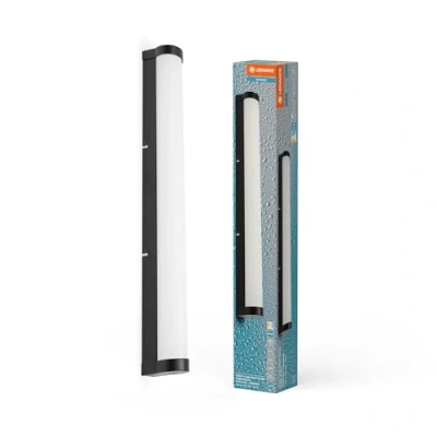 Image de LEDVANCE ORBIS Tube Spiegel /Wandleuchte mit LED, gefrostetes Glas/schwarz, 12W, 1100lm, dimmbar, 3000/4000K über Wandschalter einstellbar, 60cm Durchmesser, IP44 Schutz vor Fremdkörpern/Spritzwasser